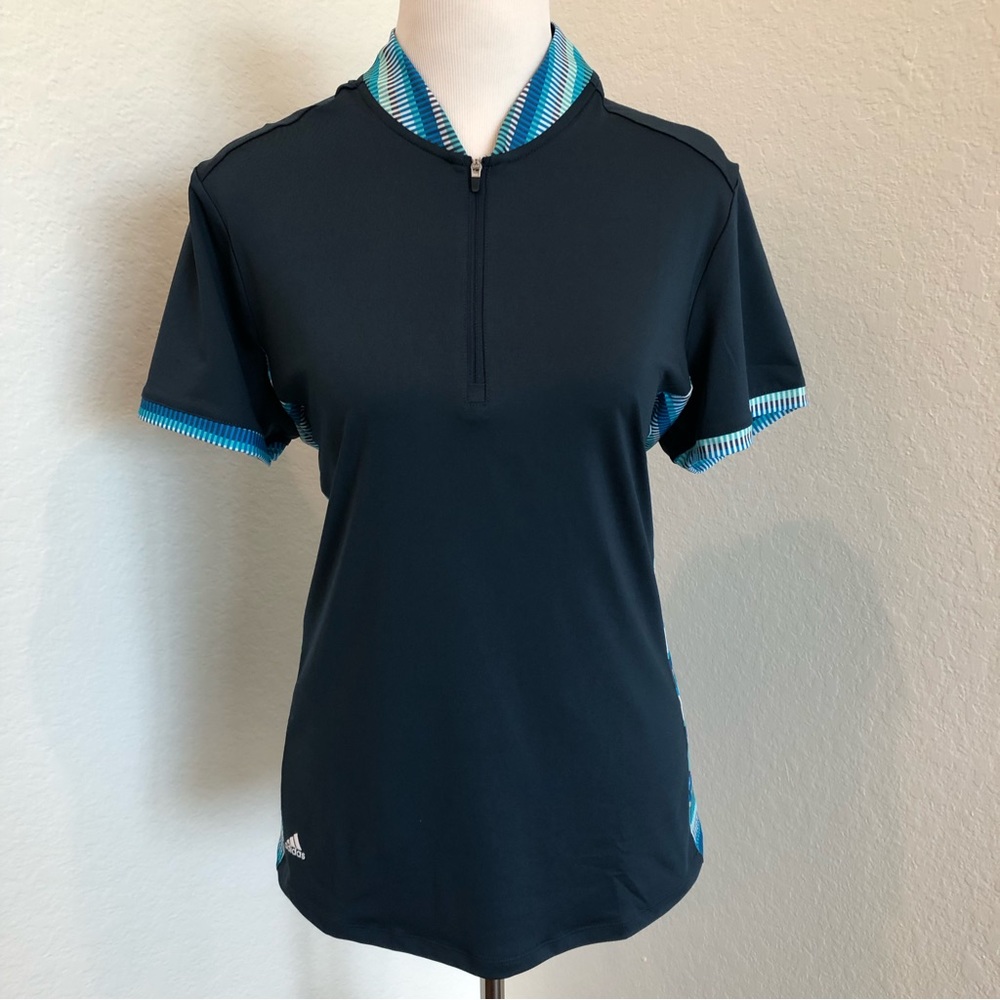 Adidas ULTIMATE365  Woman’s Blue Polo Golf Shirt with Crew Neck and Zipper